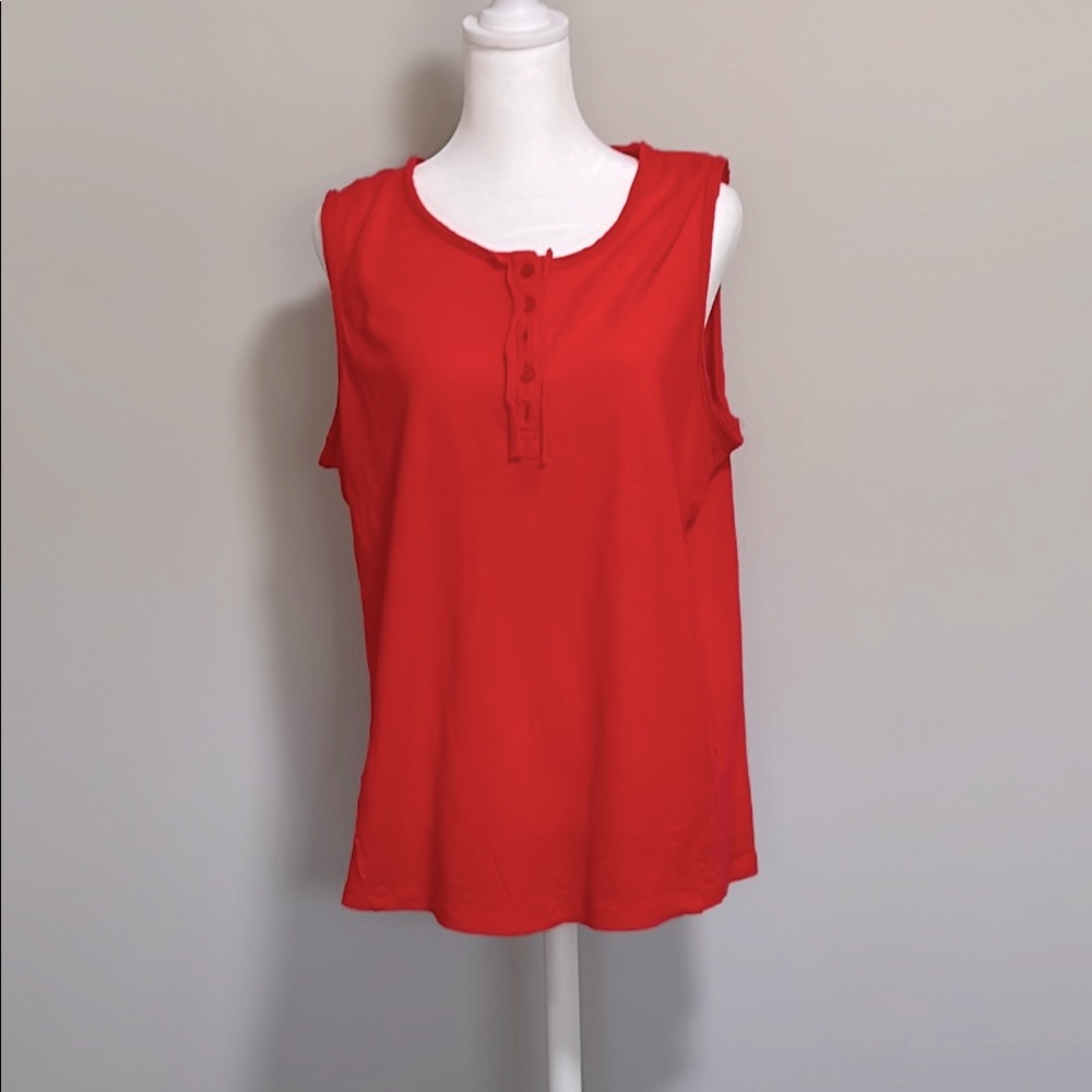 🌻3/$15 Time and Tru Henley Style Tank top. Size Large-12/14. Coral /salmon.